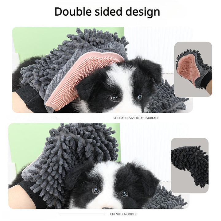 Pet Bathing Brush 2-in-1 Grooming Glove Elegant Dog Grooming Tool For